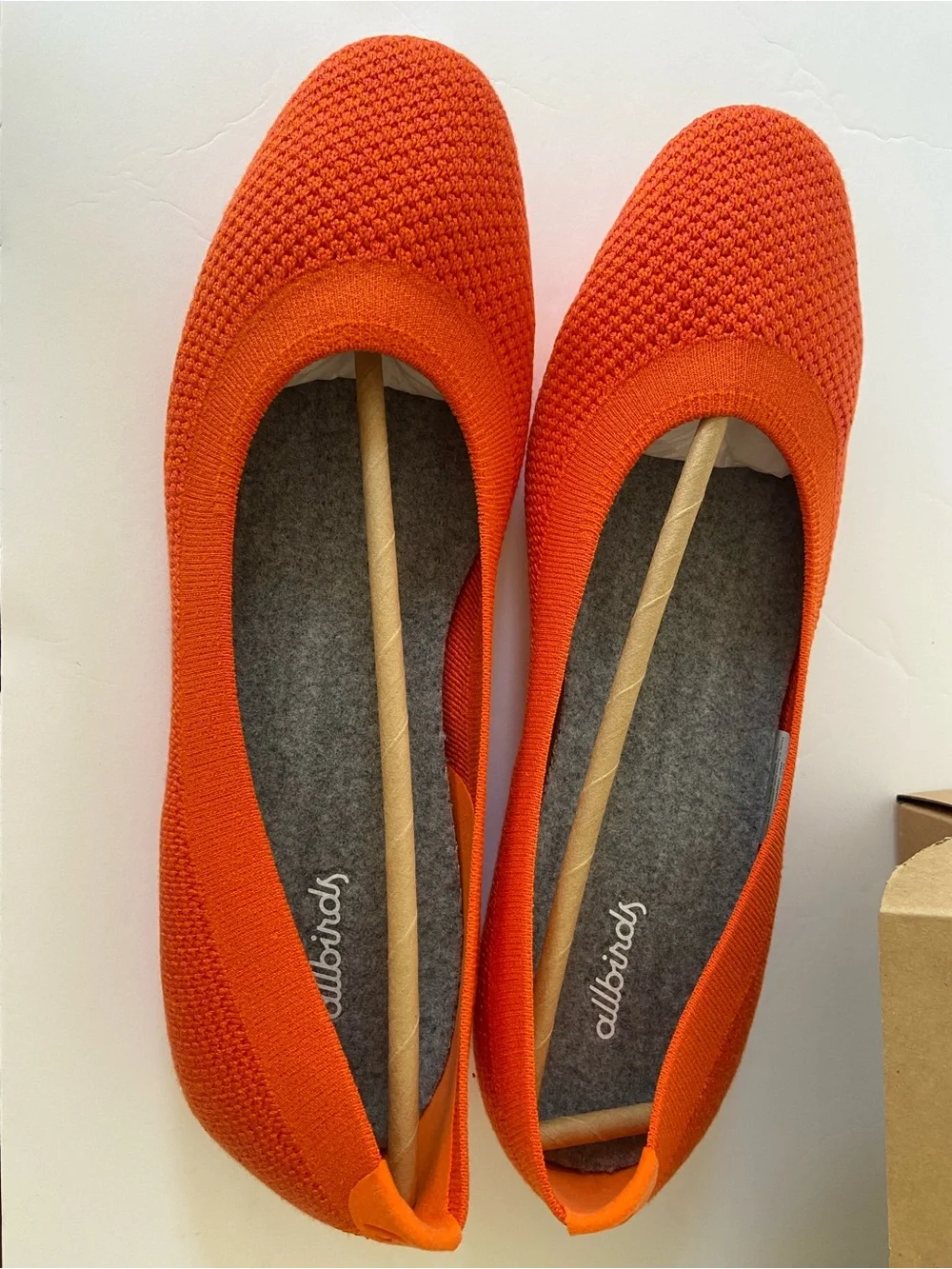 New NWB - Allbirds Tree Breezer Buoyant Orange Ballet Flats Shoe Women - Sz 10 - Picture 2 of 7